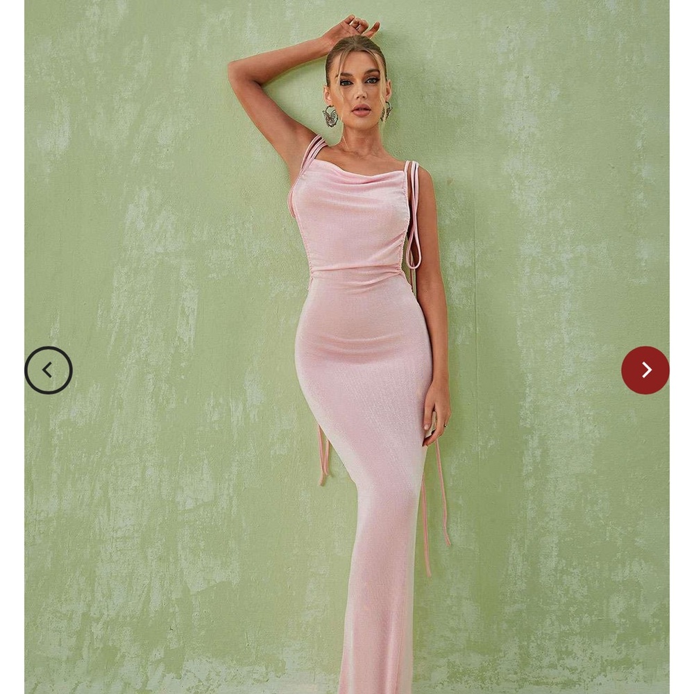 Pink long backless dress
